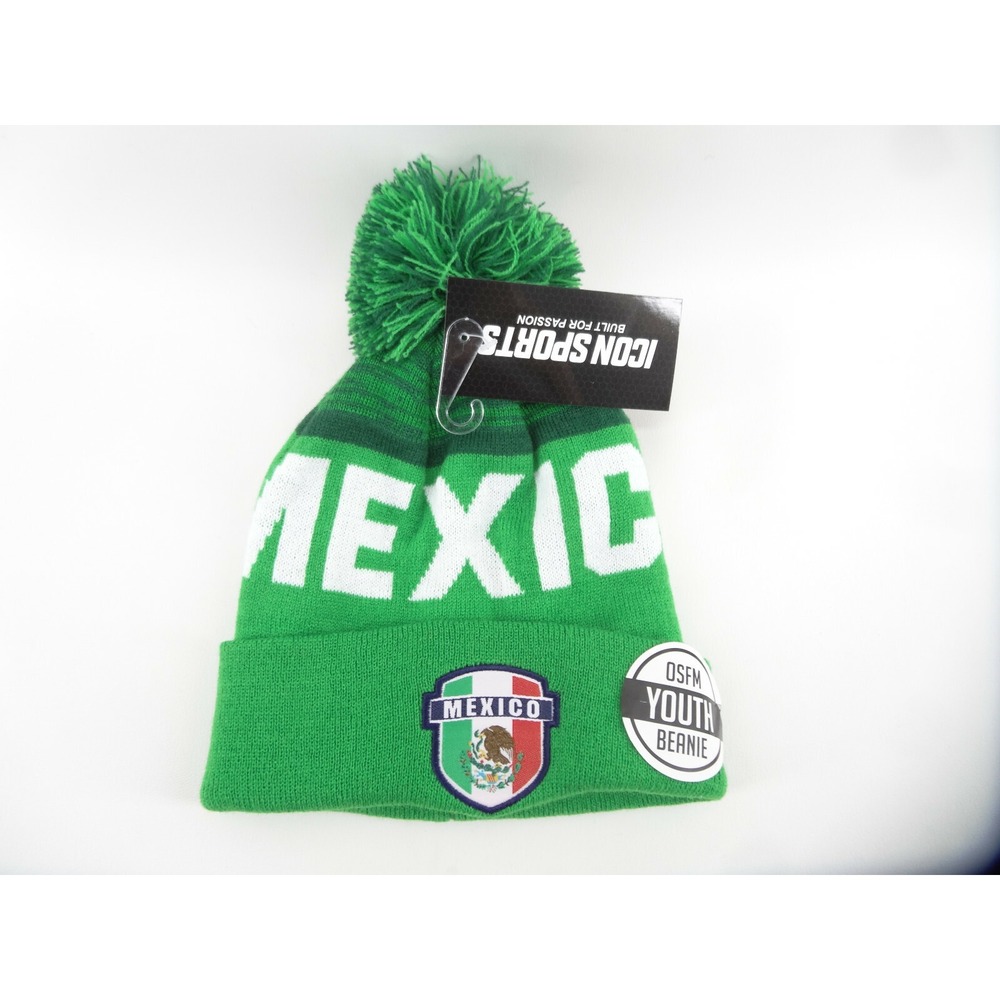 Icon Sports Mexico‎ Flag Knit Youth Beanie Winter Cap Hat NWT OSFM